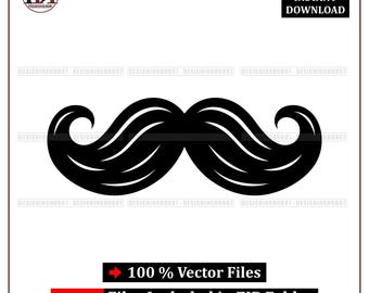 Vintage Barber Shop Mustache Logo: Editable Vector SVG, PNG, PDF