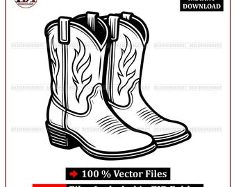 Botas de vaquero SVG: Vector de botas vaqueras, clipart campestre (descarga digital)
