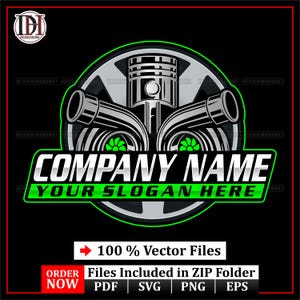 Turbo Engine Logo Template | Editable Piston Auto Garage Logo | Mechanic Shop Branding SVG | Custom Turbo Car Logo Pdf Svg Png Eps Vector