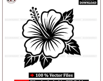 Tropical Hibiscus Flower SVG | Vector Clipart (Digital Download)
