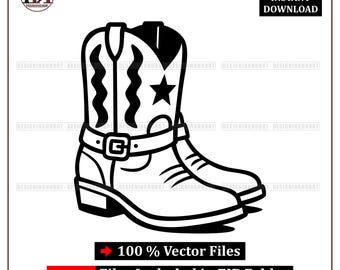 Silueta de bota de vaquero SVG: Vector de silueta de rodeo occidental (descarga digital)