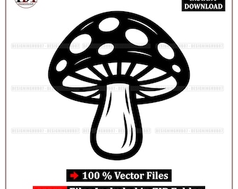 Mushroom SVG: Toadstool Vector Clipart, Laser Cut Design (Digital Download)