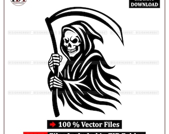 Sensenmann SVG | Gothic Tattoo-Design, Horror Clipart (digitaler Download)