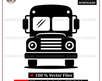 Silueta vectorial de autobús escolar vintage / Clipart de transporte (svg, png, eps, pdf)