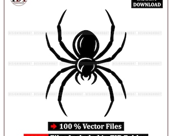Spider SVG: Black Silhouette Vector for Halloween (Digital Download)