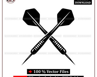 Crossed Darts Silhouette Vector | Dartboard Game Clip Art (Digital Download)