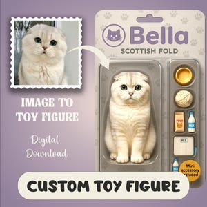 Custom Toy Figure Digital, Personalized Pet Action Figure Design, Retro Cat Toy Portrait,Personalized Toy Box Style Art, Custom Portrait Art