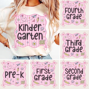 Preppy Back to School Bundle PNG, Coquette Teacher First Day of School Shirt Design, Girly School Sublimation PNG, Pre-k 1st/2nd/3rd Grade