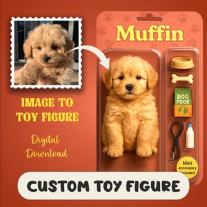 Custom Toy Figure Digital, Personalized Pet Action Figure Design, Retro Dog Toy Portrait,Personalized Toy Box Style Art, Custom Portrait Art