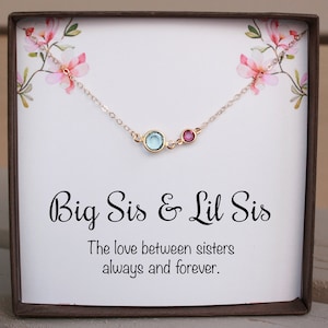 Big Sister and Little Sisters Birthstone Necklace, Personalized Gift For Sister Birthday, Personalized Christmas Gift For Sister Custom Gift