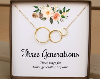 Mother's Day Gift, Mom Necklace, Three Generations Necklace Gift For Mom, Gift From Daughter, Gift For Grandma Necklace, Christmas Gifts