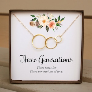 Mom Gift Christmas Mom Necklace, Three Generations Necklace Gift From Son, Gift From Daughter, Gift For Grandma Necklace, Christmas Gifts