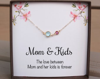 Mom And Kids Necklace , Personalized Birthstone Necklace Gift For Mom , Gift For Wife , Gift For Sister , Personalized Gift, Birthday Gift