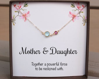 Mom Gift Christmas Gifts From Daughter , Gift For Daughter From Mom , Personalized Gift Birthstone Necklace Mother Daughter Necklace Jewelry