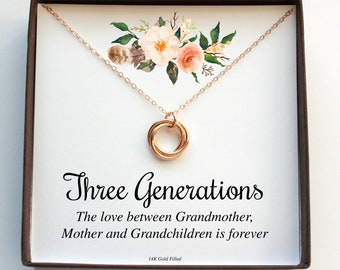 Gift For Grandma Christmas From Grandkids, Grandma Necklace From Grandchildren, Gift For Mom From Daughter, Family Tree Generations Necklace