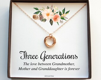 Christmas Gift For Mom, Christmas Gift For Mother In Law, Mom Gift, Mother In Law Gift, Funny, Three Generations Necklace, Gift For Grandma