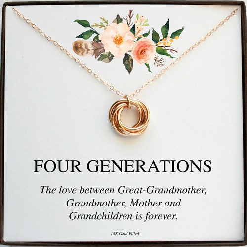 Generation Necklace Four Generations Great Grandma 4 Etsy
