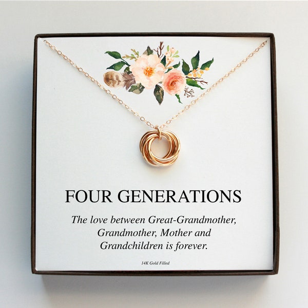 Great Grandma Gift, Four Generations Necklace Gift For Mothers Day, Great Grandmother Christmas Gift, 4 Generations Necklace, Gift Ideas