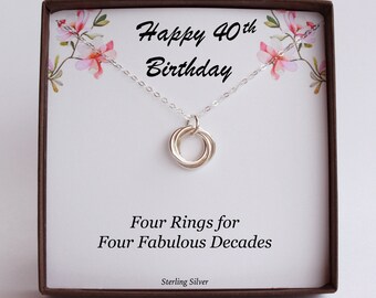 40th Birthday Necklace For Women, 40th Birthday Gift For Her, 40 Birthday Jewelry Sister Birthday Gift, Friend Birthday Gift, Co Worker Gift