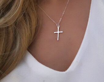 Cross Necklace Gift For Women - Sterling Silver Cross Jewelry - Birthday Gift Ideas For Her Daughter Sister Mom Grandma Godmother Gifts