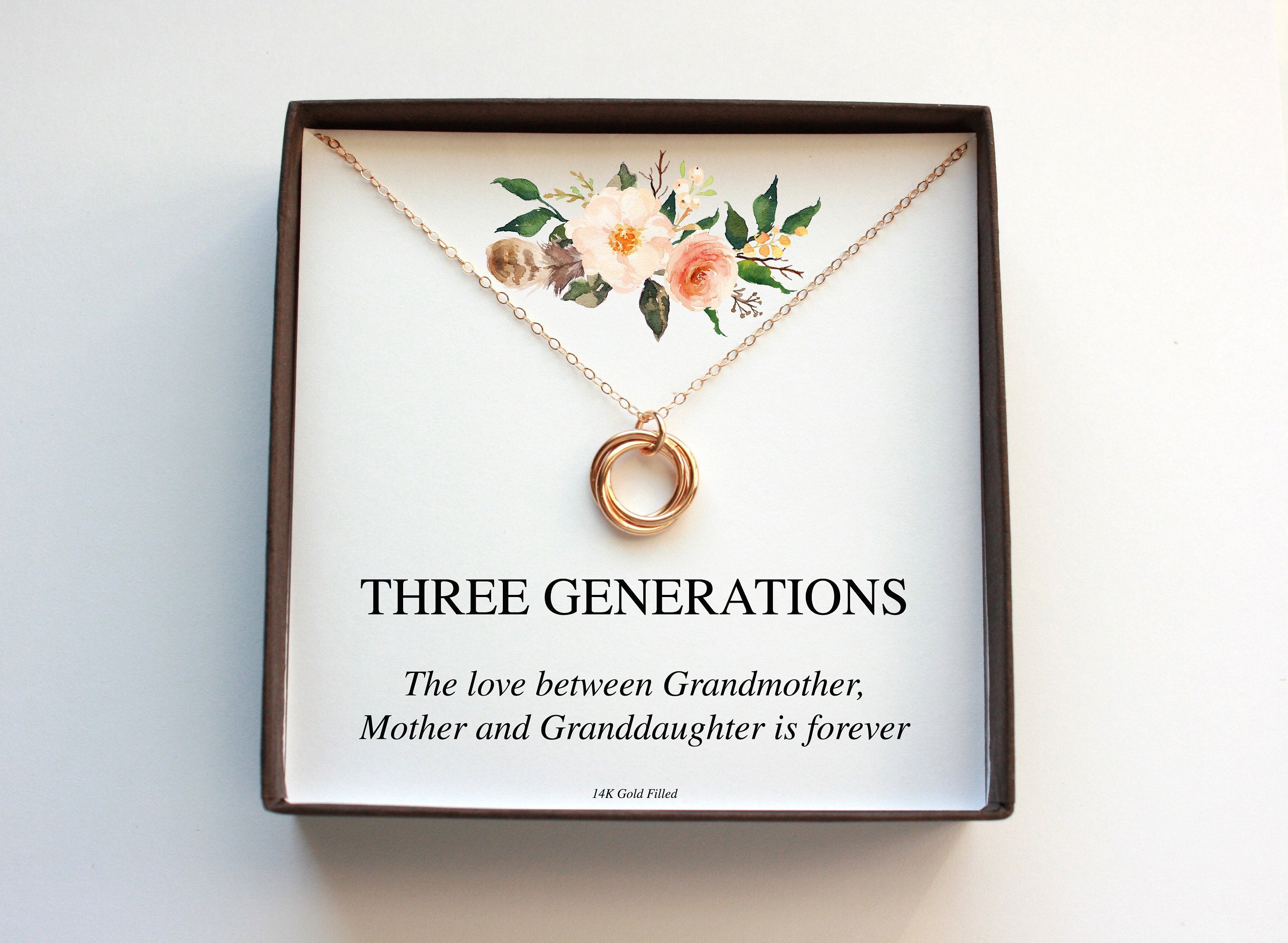 Mothers Day Gifts Three Generations Necklace Gift for Mom, Grandma