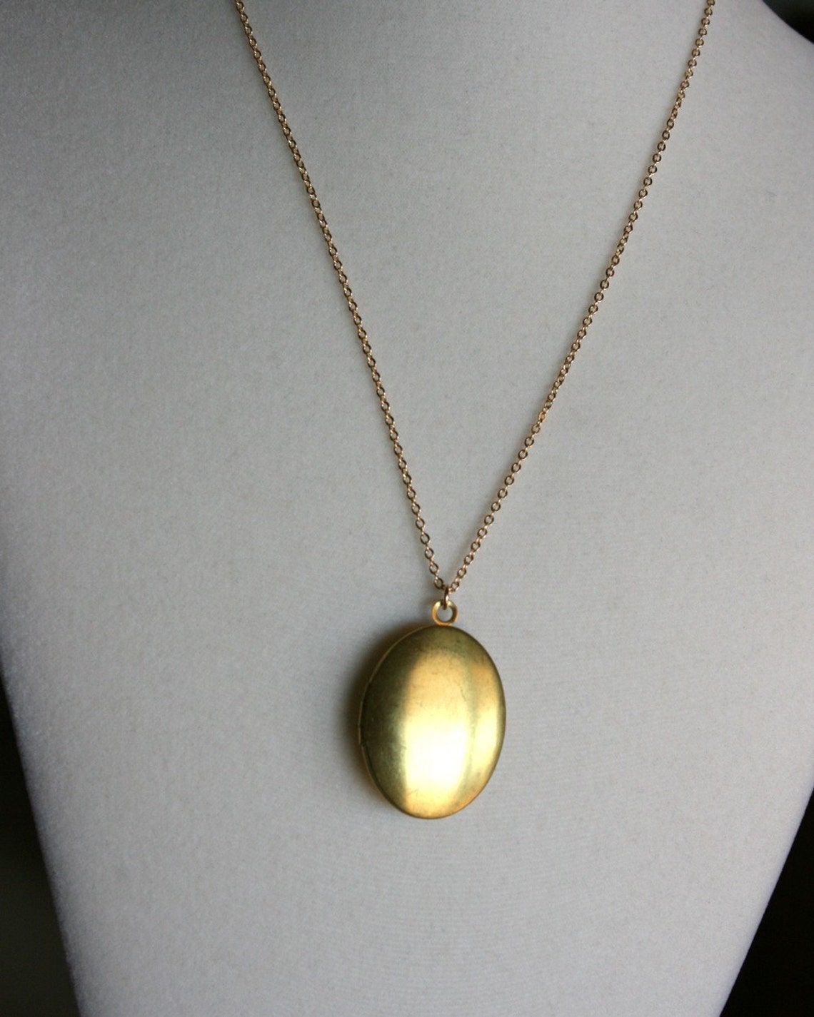 Locket necklace gold brass oval photo locket friendship | Etsy