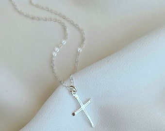 Simple Cross Necklace - Sterling Silver - Faith Christian Necklace - Dainty Necklace For Everyday Wear - Birthday Gift For Women and Girls