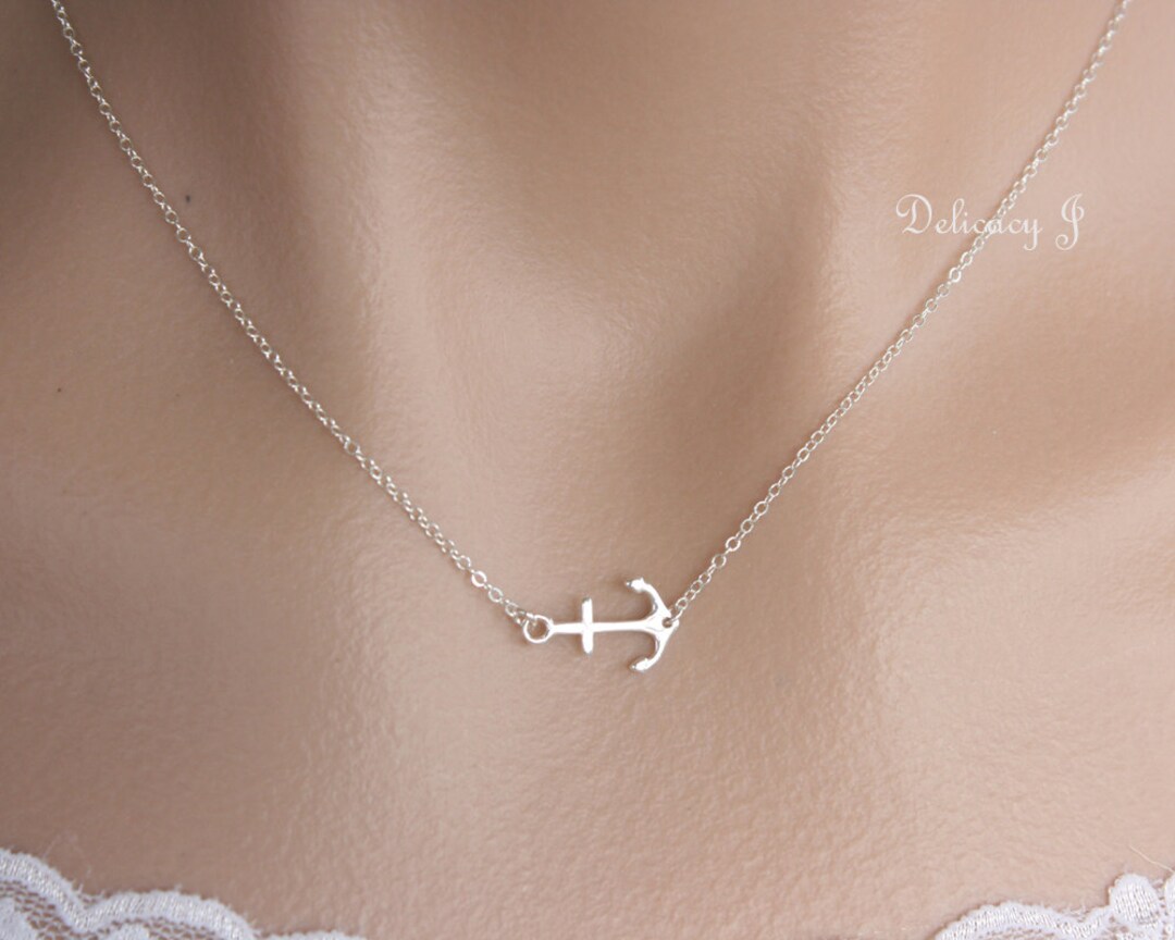 Silver Anchor Necklace, Navy Mom Necklace, Sea Life Gift for Mom ...