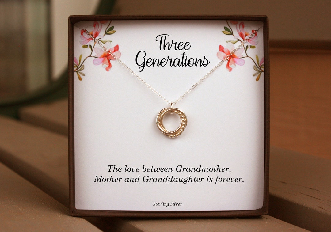 Three Generations Necklace Gift for Mother, Daughter, Grandmother