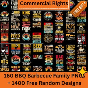 160 BBQ Family PNGs | Grill Dad Barbecue Sublimation Clipart | +1400 Bonus Designs Instant Download| Commercial Use |  Sarcastic tshirt
