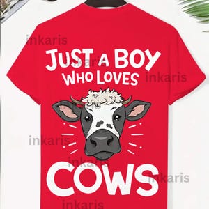 Just a Boy Who Loves Cows PNG – Cute Farm Animal Transparent Sublimation for Kids T-Shirts & Gifts Cow Clipart | Instant Download