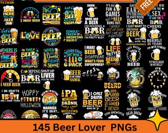 Bierliebhaber PNG Clipart Bundle: Lustige Trink Designs, Kommerzielle Nutzung (Instant Download)