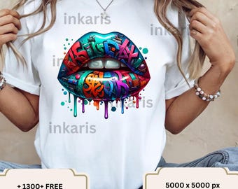 Graffiti Lips PNG • Dripping Paint Street Art Clipart