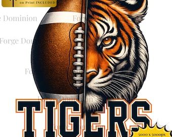 Tigers Football PNG: Mascot Design, School Spirit Shirt (Digital File Download)