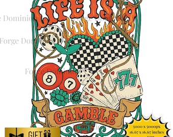 Life is a Gamble Cowgirl PNG – sublimatie westernluipaard | 300 dpi | Commercieel gebruik | Digitale download
