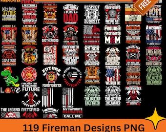 Feuerwehrmann PNG Bundle: 119 Feuerwehrmann Designs + 1400 Bonus Cliparts (Kommerzielle Nutzung, Sofortdownload)