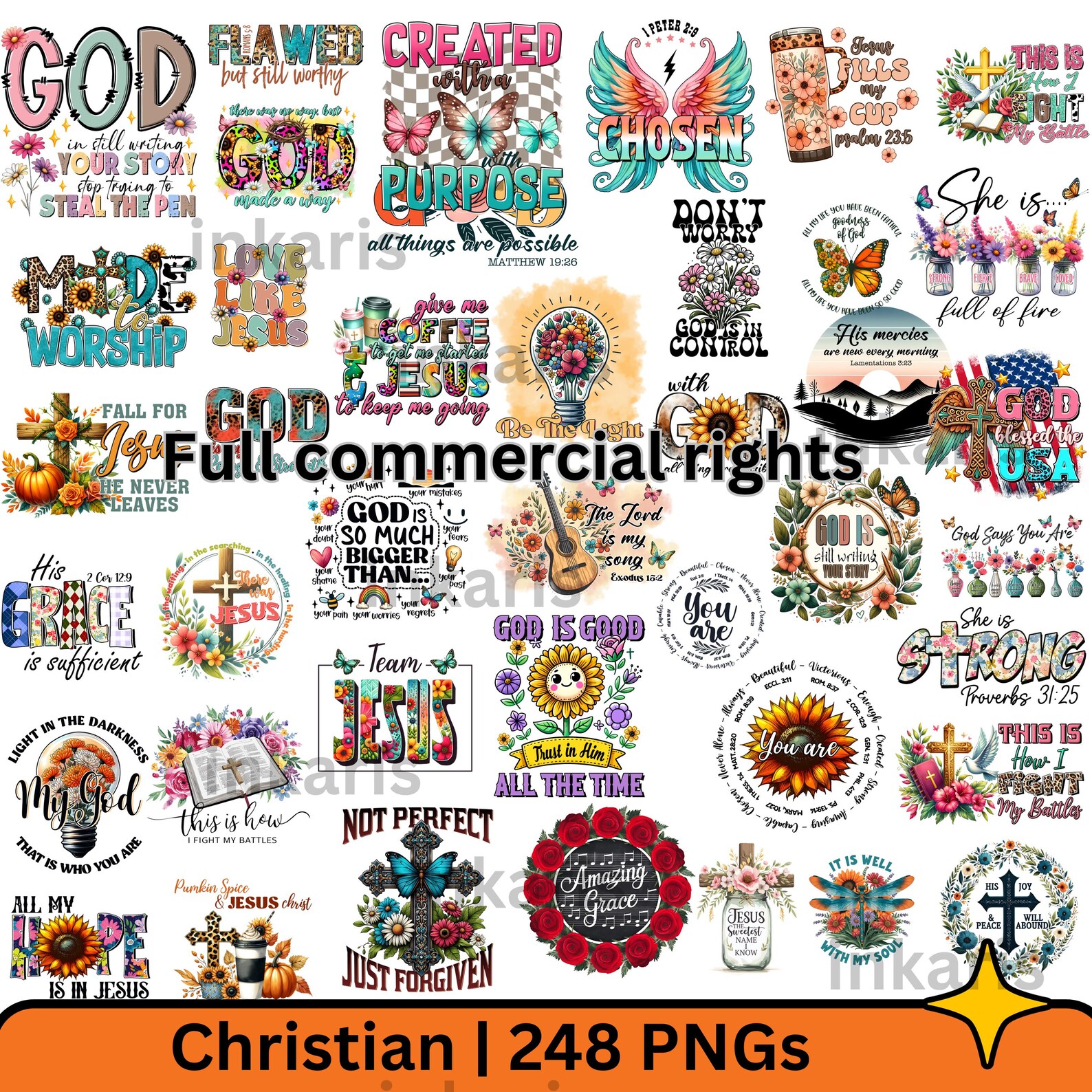 Christian PNG Bundle, Bible Verse, Jesus Graphics (248 Designs ...