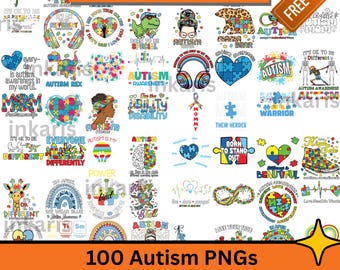 Autism Awareness PNG Clipart: Neurodiversity Designs for Sublimation (Commercial Use, Instant Download)