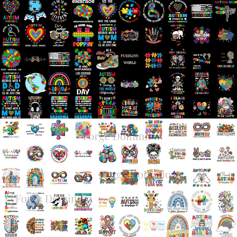 Autism Awareness PNG Bundle: Sublimation Designs, POD Rights - Etsy