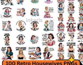Retro Housewife Sarcastic PNG Bundle | POD Crafts (Digital Download)