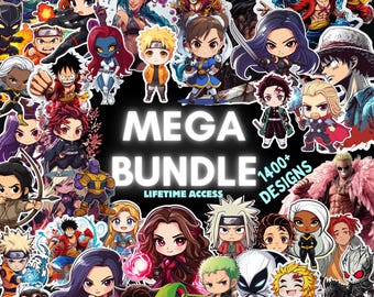 Mega Anime PNG-Bundle | Zugriff auf 1400+ Dateien | Süßer Chibi Anime, Gaming & Filme Clipart Chibi Fantasy Designs rpg ttrp Brettspieler