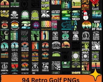 Retro Golf PNG Clipart Bundle | Funny Golf Quotes (Commercial Use)