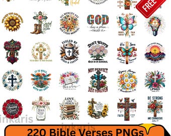 Bible Verse PNG Bundle, Christian Designs (Digital Download)