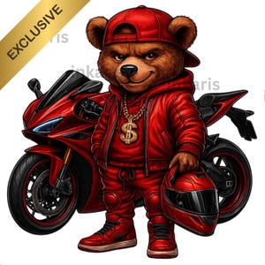 Urban Gangsta Bear, png-bestand: bikerteddy, graffitikunst (digitale download)