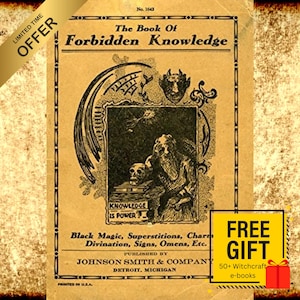 VERBODEN KENNIS: zwarte magie, bijgeloof, bedels, waarzeggerij, tekens, omens - 36 pagina&#39;s vintage e-book pdf-download, hekserij, occultisme
