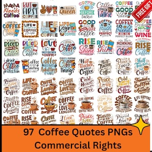 Funny Coffee Quotes PNG Bundle | Retro Vintage Designs (Commercial Use)
