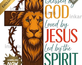Lion Cross Jesus PNG • Christian Quote Design for Sublimation (Digital Download)