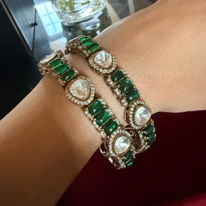 Brazaletes Sabyasachi/Brazaletes Moissanite Polki que se abren/Joyas de boda indias/Brazalete nupcial Kundan/Kada chapado en oro/Brazalete Rajwadi llamativo