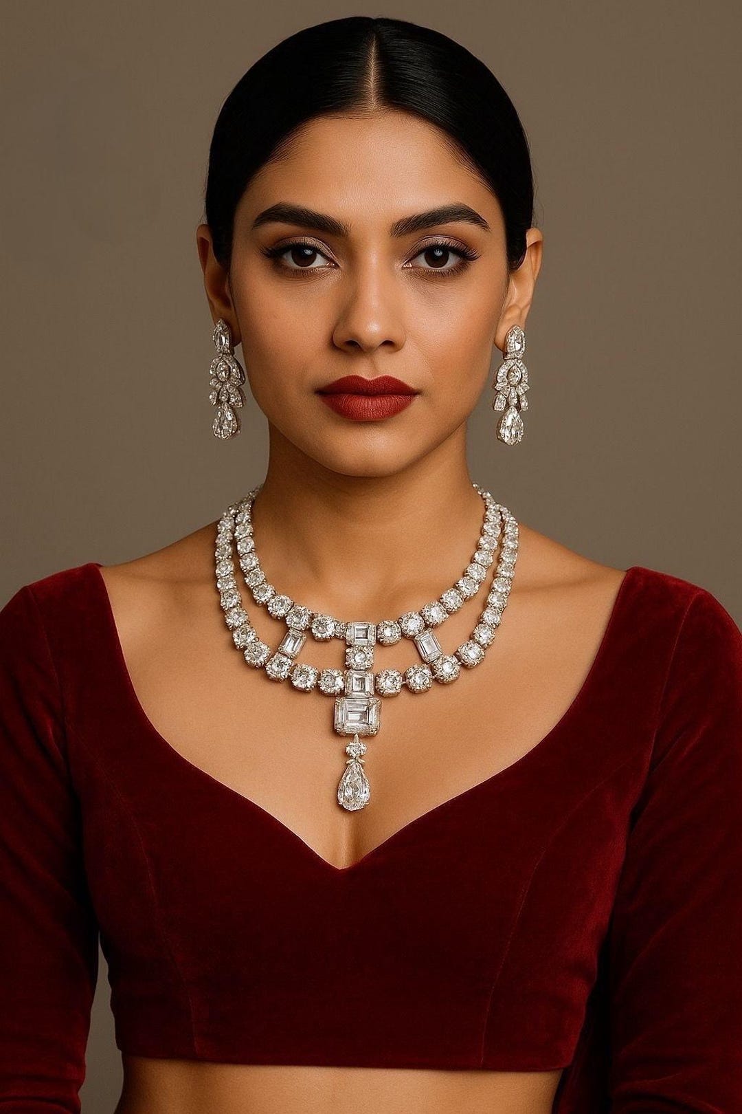 Isha Ambani Inspired Diamond Necklace With Earrings/celebrity