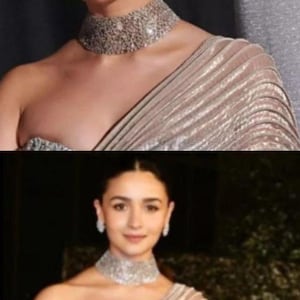 Sabyasachi Victorian Alia Bhatt inspired Kundan Polki Diamond Heavy Statement Bridal Choker Indian Pakistani Necklace Set with earrings